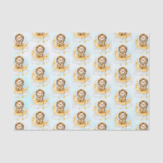 Papier Mousseline Cute Lion Pêche sur l'aquarelle de la lune (Recto)