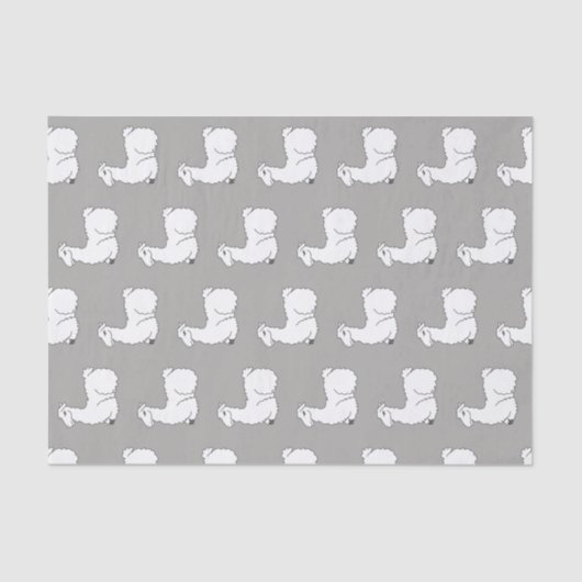 Papier Mousseline Cute Llamas Gris & Blanc Sleepy (Recto)