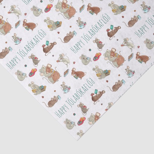 Papier Mousseline Cute Mice Lecture Livres Jolabokaflod (Détail)