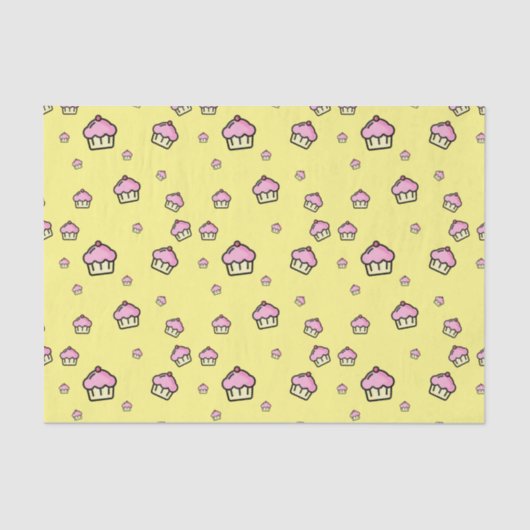 Papier Mousseline Cute motif de cupcake Papier Tissu Jaune (Recto)