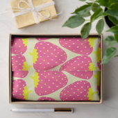 Papier Mousseline Cute Motif fraise rétro en rose vif (Cadeau)