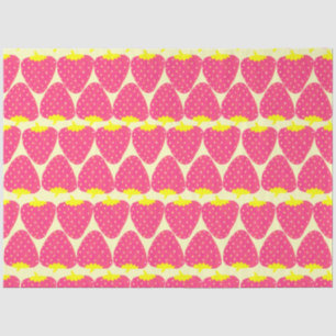 Papier Mousseline Cute Motif fraise rétro en rose vif