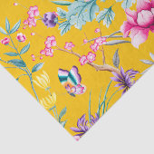 Papier Mousseline Cute moutarde Jaune Floral & Papillons Motif (Détail)