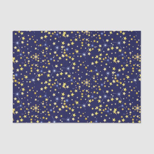 Papier Mousseline Cute Navy Blue Celestin Motif Amusant Lovely Star (Recto)