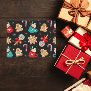 Papier Mousseline Cute Noël Thème Motif Noir