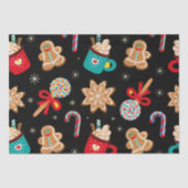 Papier Mousseline Cute Noël Thème Motif Noir (Recto)