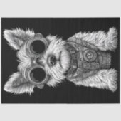 Papier Mousseline Cute noir & blanc Steampunk Westie T7 Découpage (Recto)