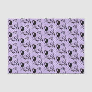 Papier Mousseline Cute noir et blanc Kitty Chat Waving Bonjour