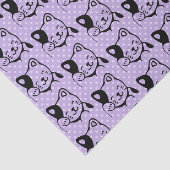 Papier Mousseline Cute noir et blanc Kitty Chat Waving Bonjour (Détail)