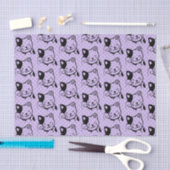 Papier Mousseline Cute noir et blanc Kitty Chat Waving Bonjour (Artisanat)