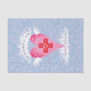 Papier Mousseline Cute Nurse Blue Rose Coeur Personnalisé