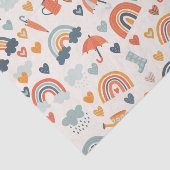 Papier Mousseline Cute Orange Blue Spring Rainbow Clouds Motif (Détail)