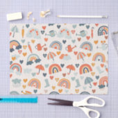 Papier Mousseline Cute Orange Blue Spring Rainbow Clouds Motif (Artisanat)