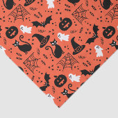Papier Mousseline Cute Orange Citrouille Ghost Motif Halloween (Détail)