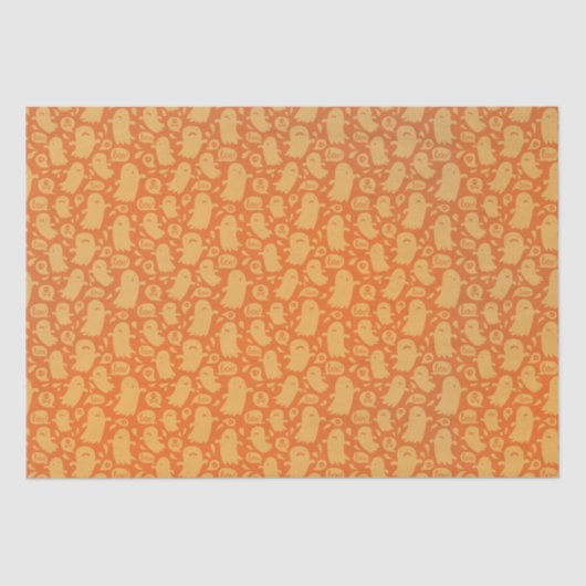 Papier Mousseline Cute Orange Ghosts Halloween (Recto)