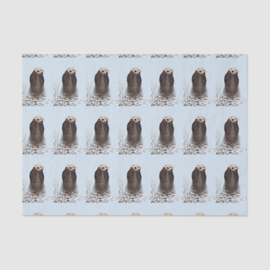 Papier Mousseline Cute Otter Face Nature Photo (Recto)
