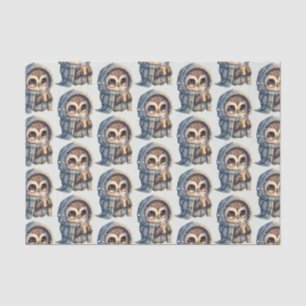 Papier Mousseline Cute Owl tenant un Motif de café