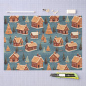 Papier Mousseline Cute pain d'épices Maisons et arbres (Artisanat)