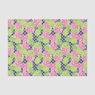 Papier Mousseline Cute Palm Beach Fleurs Tropicales & Ananas