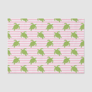 Papier Mousseline Cute Palm Beach Grandes et tortues roses