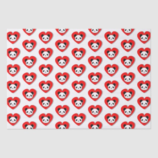 Papier Mousseline Cute Panda Bear Dans Le Coeur Rouge (Recto)