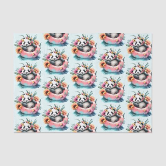 Papier Mousseline Cute Panda Chilling dans un tube intérieur (Recto)