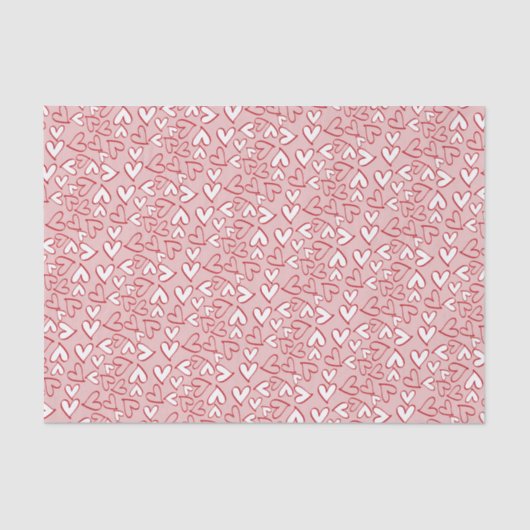 Papier Mousseline Cute Pastel Blush Rose Red Hearts Motif d'art (Recto)