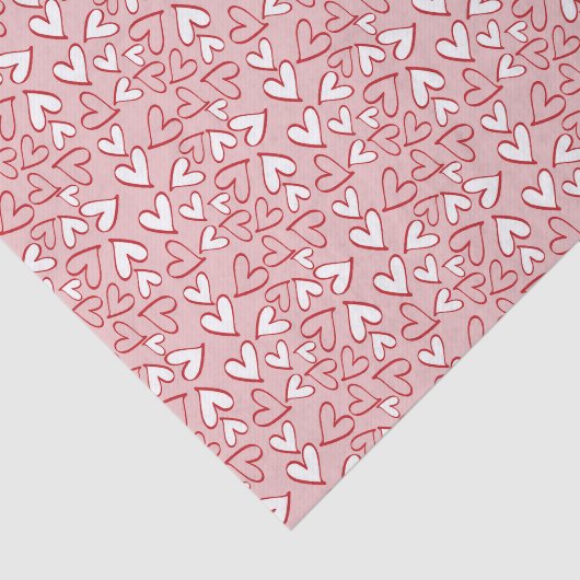 Papier Mousseline Cute Pastel Blush Rose Red Hearts Motif d'art (Détail)