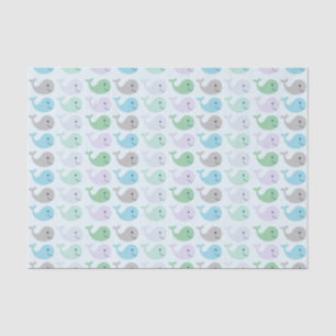 Papier Mousseline Cute Pastel Whales Motif