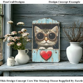 Papier Mousseline Cute Peeking Steampunk Tabby Kitten AP5 Découpage
