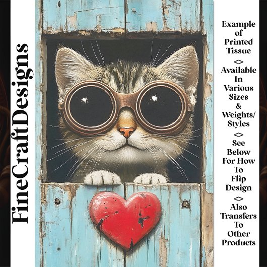 Papier Mousseline Cute Peeking Steampunk Tabby Kitten AP6 Découpage