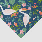 Papier Mousseline Cute pélicans coloré fleurs tropicales motif (Détail)
