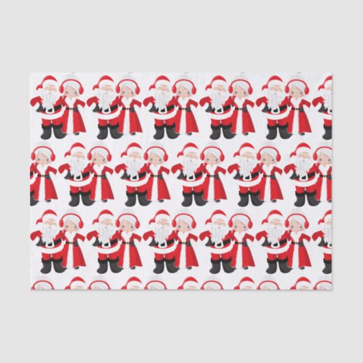 Papier Mousseline Cute Père Noël Mme Claus carrelage tissu de la par (Recto)