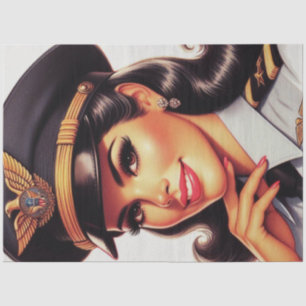 Papier Mousseline Cute Pilote Militaire Pin-up