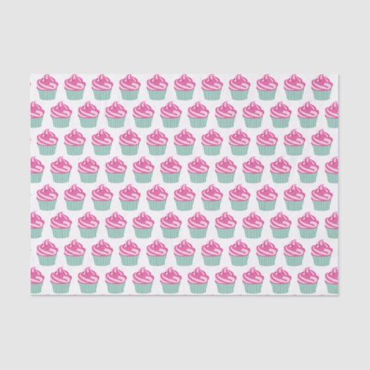 Papier Mousseline Cute Pink Cupcakes Pattern Pastel Pink (Recto)