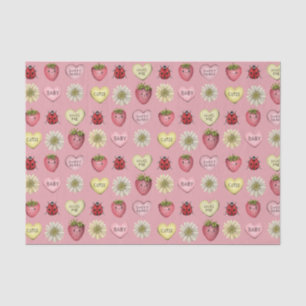 Papier Mousseline Cute Pink Kawaii Valentine's Day Motif