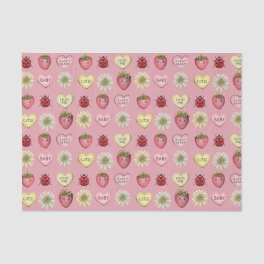 Papier Mousseline Cute Pink Kawaii Valentine's Day Motif (Recto)