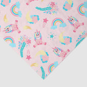Papier Mousseline Cute Pink Teal Unicorn Rainbow (Détail)