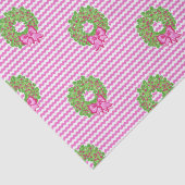 Papier Mousseline Cute Preppy Noël rose et vert Chevron Wreaths (Détail)