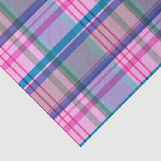 Papier Mousseline Cute Preppy Retro Plaid Pattern in Pink and Blue (Détail)