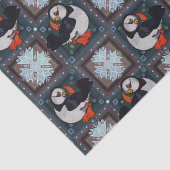Papier Mousseline Cute Puffin Oiseaux Motif d'hiver r (Détail)