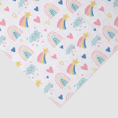 Papier Mousseline Cute Rainbow Hearts & Clouds Motif (Détail)