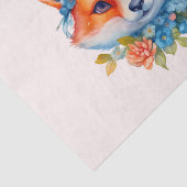 Papier Mousseline Cute Renard orange avec Couronne florale (Détail)