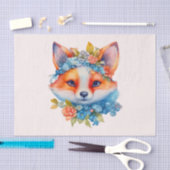 Papier Mousseline Cute Renard orange avec Couronne florale (Artisanat)