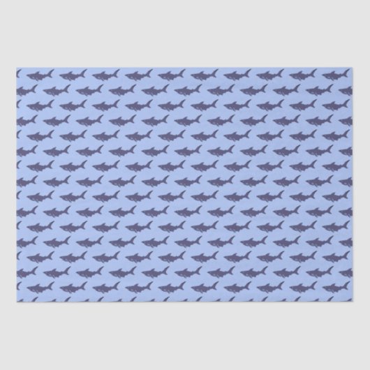 Papier Mousseline Cute requin Bébé Aquarelle Bleu Anniversaire Enfan (Recto)