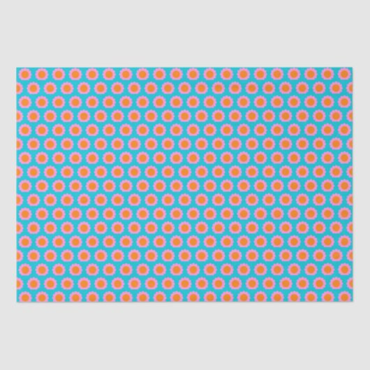 Papier Mousseline Cute Retro 60s Turquoise Mod Motif   (Recto)