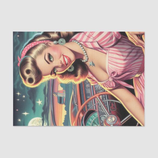 Papier Mousseline Cute Retro Girl (Recto)