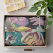 Papier Mousseline Cute Retro Pin-up de chat (Cadeau)