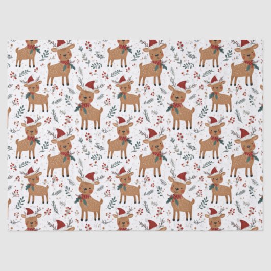 Papier Mousseline Cute Retro Reindeer Christmas (Recto)