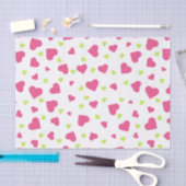 Papier Mousseline Cute rose et vert Tumbling Hearts Motif (Artisanat)